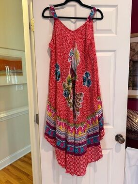 ASHA.  Red Boho Floral High-Low Sundress